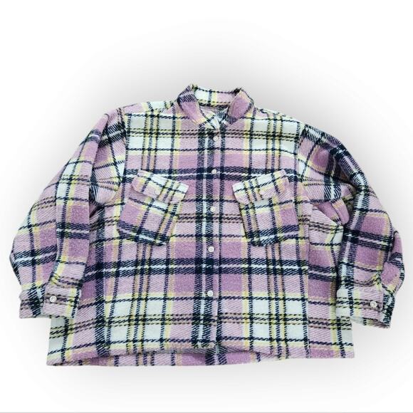 Zara Lavender Plaid Jeweled Oversized Shacket M - Picture 3 of 11